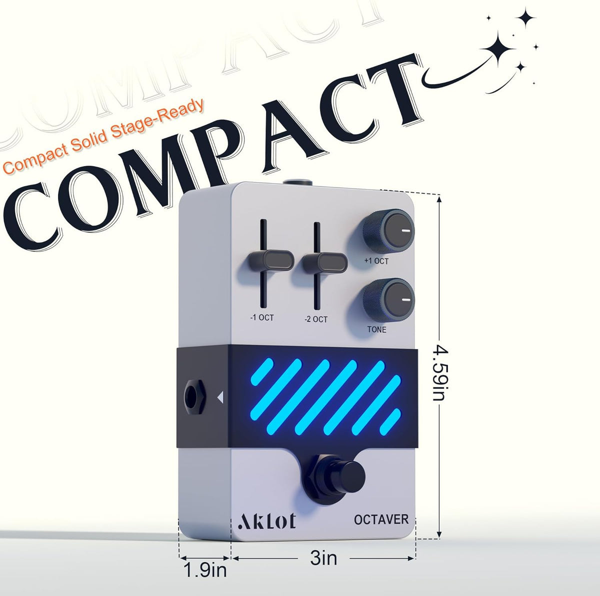 Octave Electric Guitar Pedal: Fast Tracking & Dynamic Response, +1/-1 Octave & Level Controls, Mini - photo 5