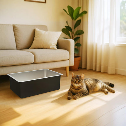 High Sided Stainless Steel Cat Litter Box
