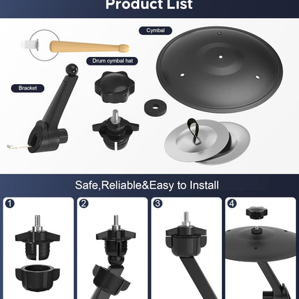 Car Cymbal Air Vent,Mini Car Drum Crash Cymbal Set with Mini Drum Stick & 2 Finger Cymbals,Fun Dashboard Instrument, Fun Gfit,Universal Fit for Most Cars (Black)