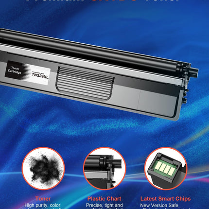 TN229XL Compatible Toner Cartridges Replacement for Brother TN229 TN229XL TN-229XL TN229 XL Work for MFC-L3780CDW MFC-L3720CDW HL-L3280CDW HL-L3220CDW HL-L3300CDW (Black,Cyan,Magenta,Yellow,4 Pack)
