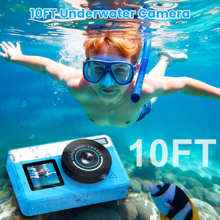 4K Underwater Digital Camera,10FT Floating Camera,48MP Waterproof Camera for Snorkeling,Surfing,Swimming and Kayaking,Dual-Screen Selfie,Autofocus,18X Zoom,Fill Light,32GB Card,Type-C Rechargeable