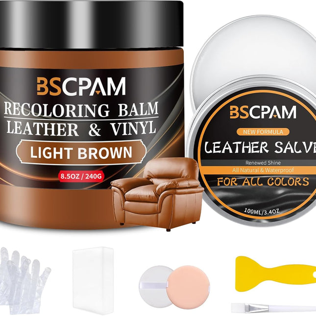 Light Brown Leather Recoloring Balm with 100ml Mink Oil,Leather Couch