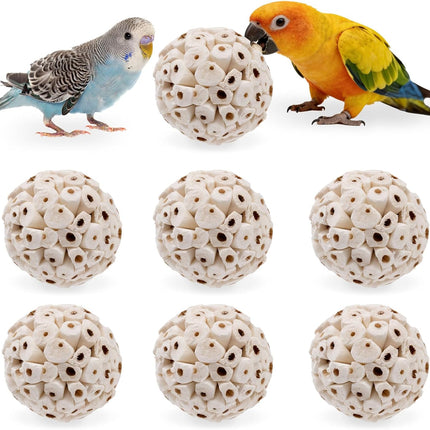 6PCS Natural Sola Balls Bird Chew Toys 2.36", Soft Shredding Biting Toy for Parakeets, Cockatiels, Budgies, Conures, Lovebirds & Small Pets