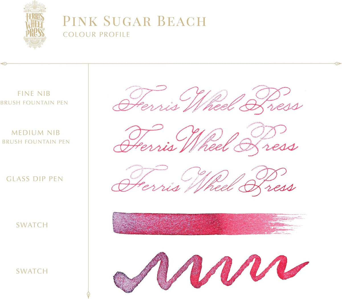 Pink Sugar Beach Hot Pink Fountain Pen Ink with Electric Blue Shimmer, 38ml Bottle - photo 3