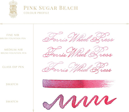 Pink Sugar Beach Hot Pink Fountain Pen Ink with Electric Blue Shimmer, 38ml Bottle - photo 3