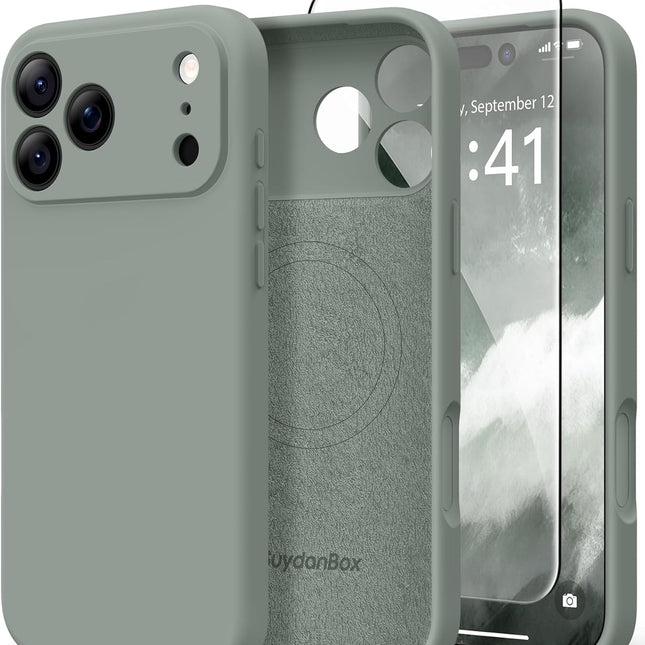 Magnetic Silicone Case for 17 Pro 6.3-Inch, Calke Green