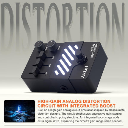 AKLOT Metal Distortion Guitar Pedal: Crushing High-Gain Riffs to Searing Lead Sustain, Tight Punchy Low-End Attack, Gain & Tone Controls, Mini Guitar Electric Guitar Pedal True Bypass, NEON Blaze