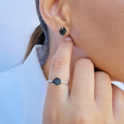 Real Raw Crystal Dainty Ring white Gold Birthstone gift for sister daughter niece Christmas birthday Uniquelan Jewelry