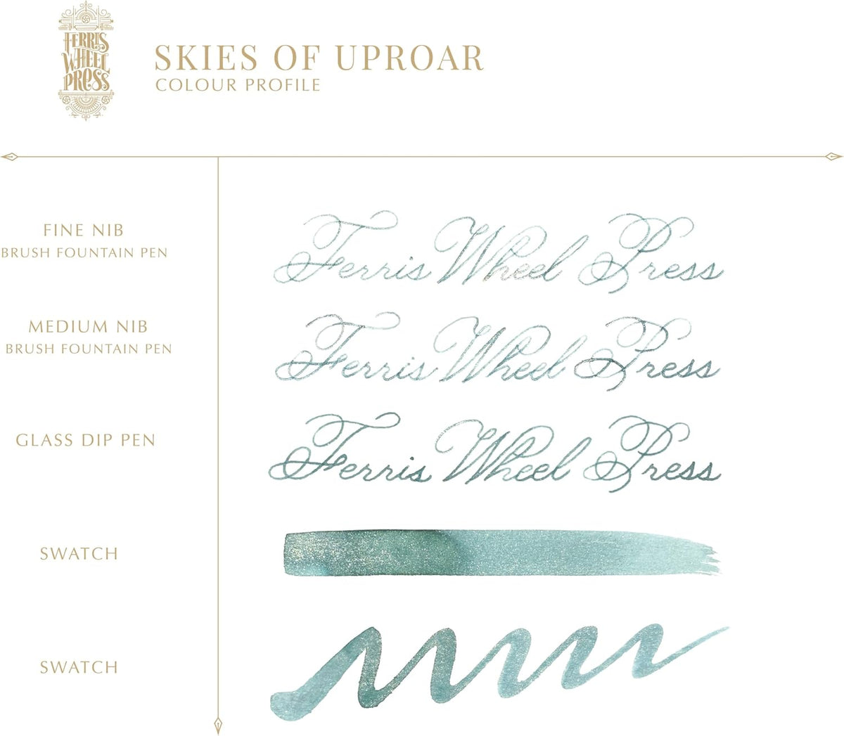 Skies of Uproar Sky Blue Champagne Shimmer Fountain Pen Ink, 20ml - photo 3