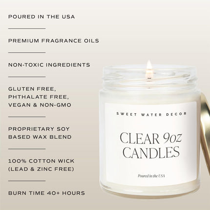 Sweet Water Decor Cashmere and Vanilla Patterned Candle – Soy Candles with Coconut, Bourbon Vanilla, Cashmere, Sandalwood, Musk – 40 Hour Burn – 9oz Clear Glass Jar – Luxury Spring Candle