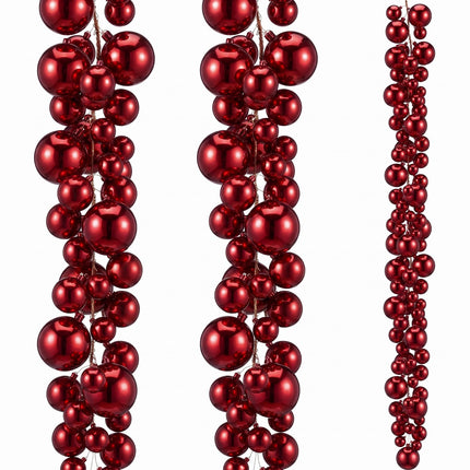 2 Pcs 6 ft Christmas Ball Ornament Garland, Champagne Gold