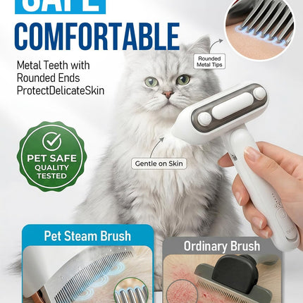 Spray Deshedding Brush for Cats & Dogs, 2-in-1 Mist Grooming Tool with Undercoat Removal, Anti-Static Pet Hair Remover, Gentle Stainless Steel Comb, No Flying Fur, Self Cleaning