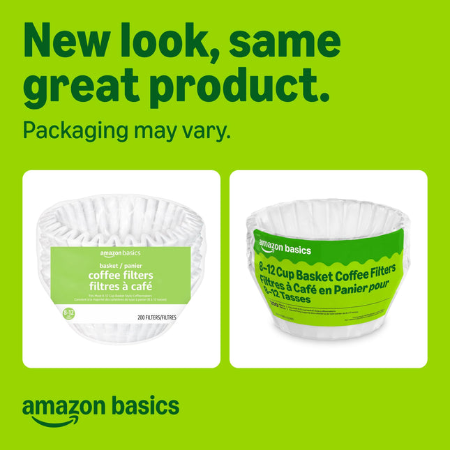 Basket Coffee Filters for 8-12 Cup Coffee Makers, White, 200 Count, Packaging May Vary - photo 2