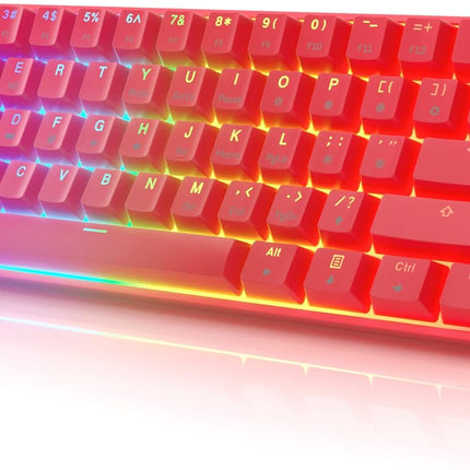 HK GAMING GK61 Mechanical Gaming Keyboard - 61 Keys Multi Color RGB Illuminated LED Backlit Wired Programmable for PC/Mac Gamer (Gateron Optical Brown, White)