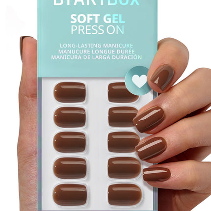 Press On Nails, Short Oval Dark Red Fake Nails, 32Pcs Full Kit - photo 11