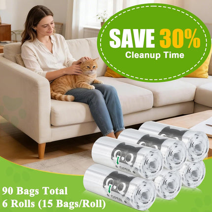 Litter Box Waste Bags,90 Count | Compatible with Litter Box Ro.bot 4/3/5| Thick & Leakproof Automatic Litter Box Liners | 23.6x25.2in Transparent Cat Litter Liners |9-11 Gallon Capacity for Cat Owner