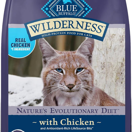 Blue Buffalo Wilderness Nature's Evolutionary Diet High-Protein, Grain-Free Natural Dry Food for Adult Cats, Chicken, 4-lb. Bag