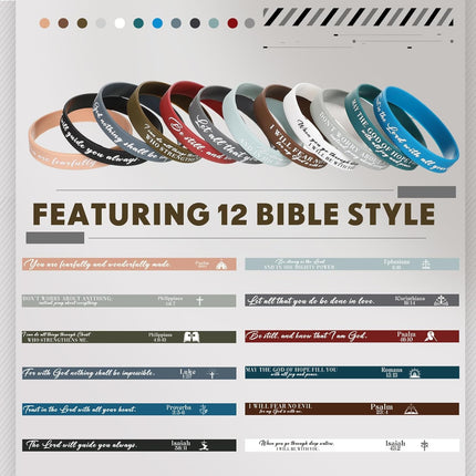 48 Pcs Bible Verse Christian Bracelets Silicone,Classic Color