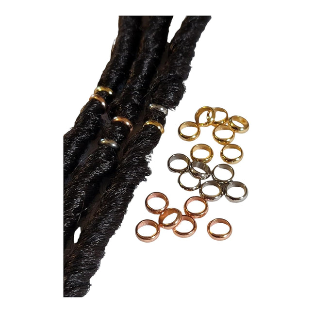 Stainless Steel Hair Beads, 10 Pieces, 5 mm, Silver, for Locs, Braids and Twists