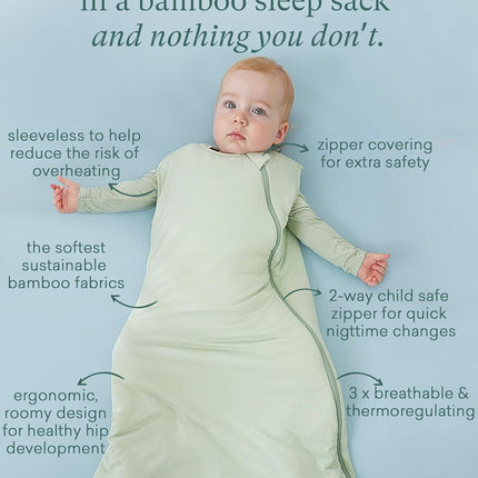 PurComfy Supersoft Sleep Sack 1.0 TOG, Premium Bamboo Viscose Baby Sleeping Bag 2-Way Zipper Sleep Sack Baby Wearable Blanket