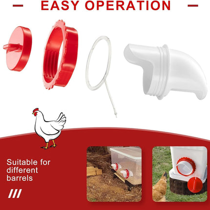 Chicken Feeder & Waterer Combo Kit – 8 Pack Total (4 Automatic Feeder Cups + 4 Waterer Dishes) for Buckets & Bins, No Waste Rainproof DIY System for Hens, Ducks & Other Poultry