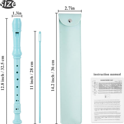 LIZIMANDU Recorder Instrument for Beginner Adults,8-Hole Soprano Descant Recorder Music Flute with with Cleaning Rod & Leather Case For Home Entertainment(2-Blue)