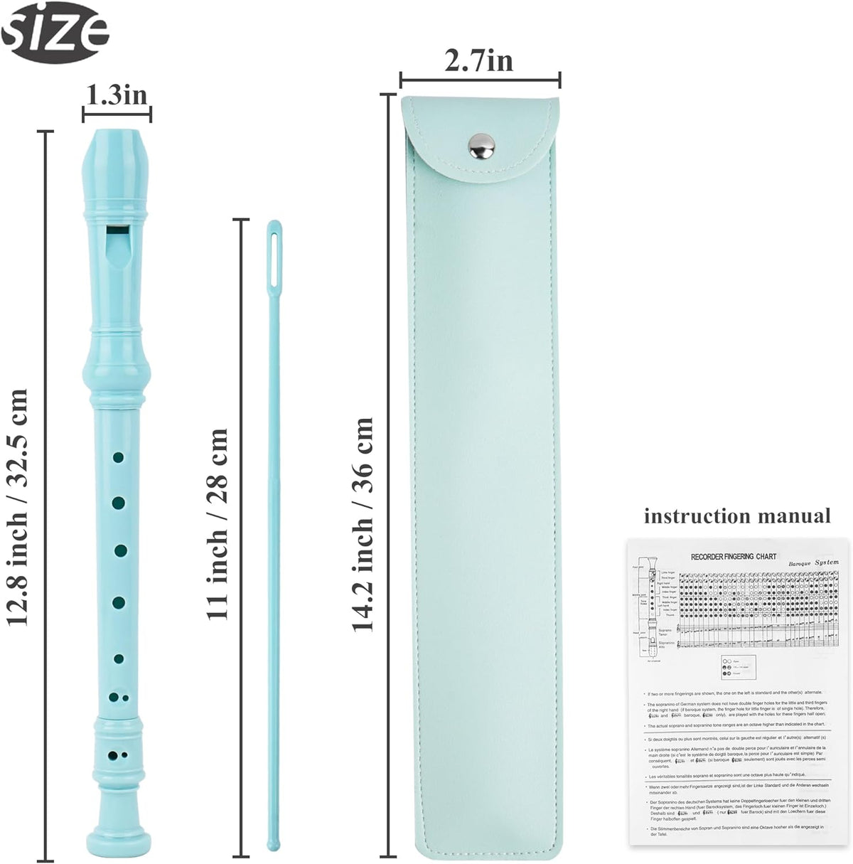 Recorder Instrument for Beginner Adults,8-Hole Soprano Descant Recorder Music Flute with with Cleaning - photo 3