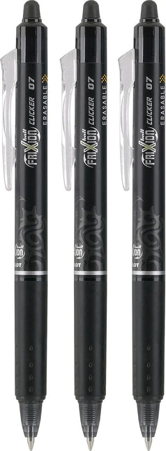 Erasable Pens, Refillable & Retractable Gel Ink Pens, Fine Point 0.7 mm, Black Ink, 3-Pack - Ideal for School, Journaling, & Office Writing