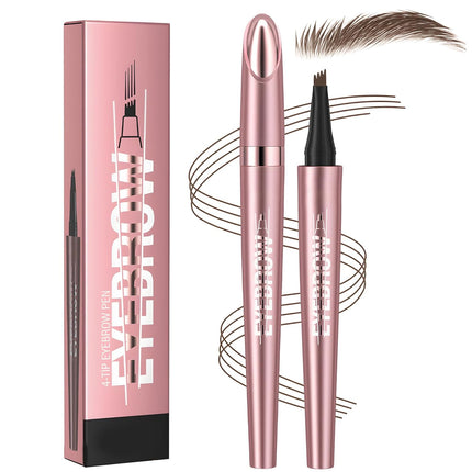 Microblading Eyebrow Pen, 2026 New 4-Tip 3D Eyebrow Pencil, Waterproof Long-Lasting Fine Stroke Contouring Pen, Premium Natural Magic Brow Makeup for All-Day Wear (Dark Coffee)