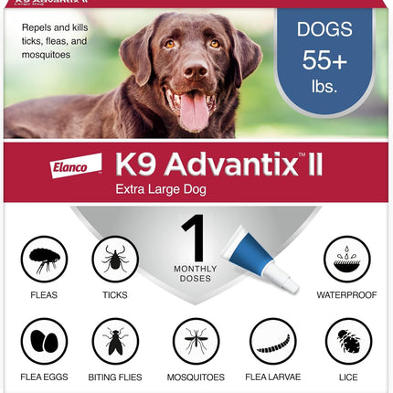 K9 Advantix II XL Dog Vet-Recommended Flea, Tick & Mosquito Treatment & Prevention | Dogs Over 55 lbs. | 1-Mo Supply