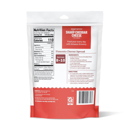 Amazon Grocery, Sharp Cheddar Cheese, Shredded, 8 Oz