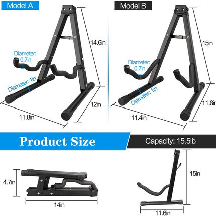 DkOvn 1/2/4 Pack Guitar Stand, A-Frame Folding Guitar Stand with Non-Slip Rubber and Foam Arms, for Acoustic Guitar, Electric Guitar, Bass, Ukulele, Banjo