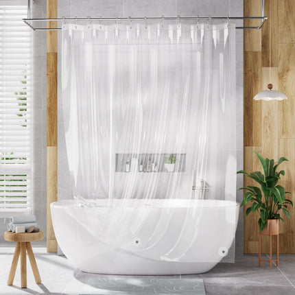 Shower Curtain Liner, 72x72 Clear Shower Curtain Liner, Waterproof Plastic Shower Liner, Lightweight PEVA Shower Curtain for Bathroom with 3 Magnets and 12 Rustproof Metal Grommets