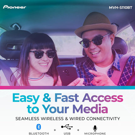 1-Din Digital Media Receiver Car Stereo – Bluetooth, USB Input, 50W x 4 Output, AM/FM Radio, iPhone & Android Compatible, Front & SW (Mono) RCA Output