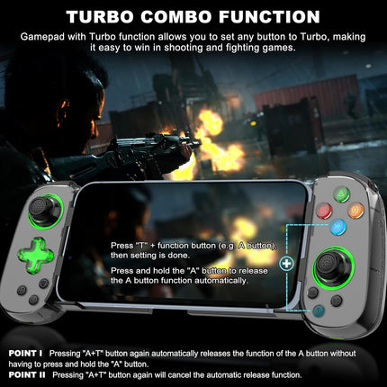arVin Mobile Gaming Controller for iPhone Android with Phone CASE Support & Green Light, Wireless Gamepad for iPhone/iPad/Samsung/Tablet/Switch/PS4/PC, Play Xbox Cloud Gaming/PS Remote Play/Steam Link