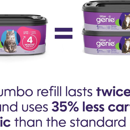 Litter Genie Refill Bags | Jumbo 2-Pack, 56 Total ft | Up to 8 Months of Supply in 2 cartridges | Ultimate Odor Control Cat Litter Bags