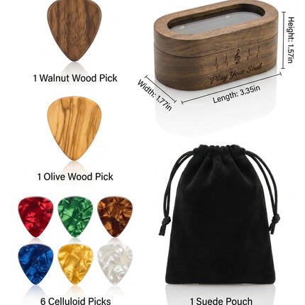 Portapúas de guitarra, regalos para hombres guitarristas, nogal negro