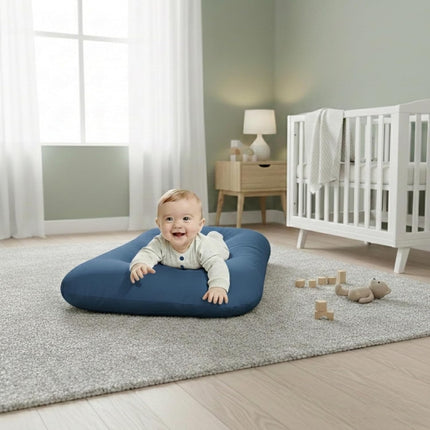 Baby Lounger 0-24 Months,Bionic Design Infant Lounger for Home and Travel with Cover,Breathable Baby Nest Waffle Fabric & 3D Support Newborn Babies Essentials Gifts,Peacock Blue