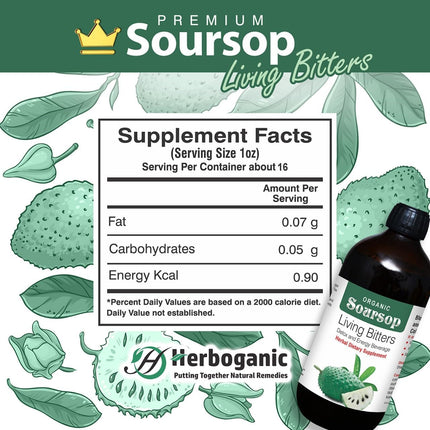 Herboganic Premium Soursop Bitters Featured with Sea Moss Living Bitters | Promotes overall health |16 Oz each