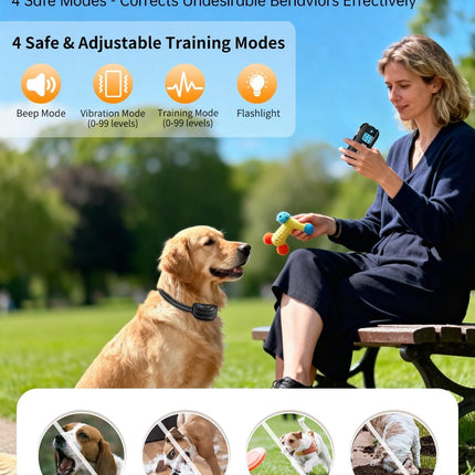 Dog Shock Collar with Remote Control – Shock Collar for Dogs 10–120 lbs, 2000FT Long Range IPX7 Waterproof Rechargeable Dog Training Collar with 4 Safe Modes Beep Vibration Shock & Flashlight BK