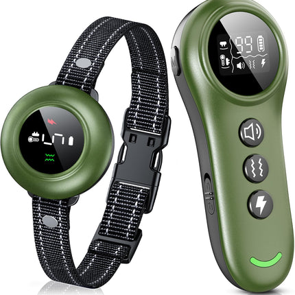 2-in-1 Dog Shock Collar & Dog Bark Collar - Smart Anti Barking Dog Training Collar with 5 Adjustable Sensitivity & 3300FT Remote for All Breeds IP67 Waterproof E-Collar