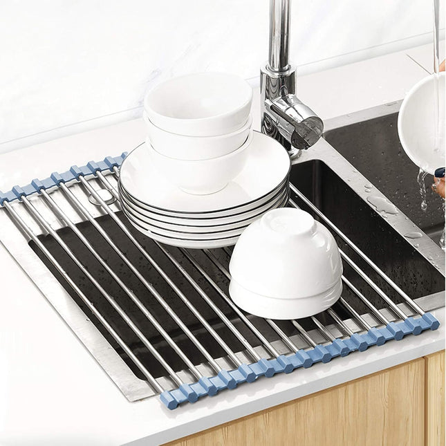 Roll-Up Over-Sink Dish Drying Rack, Stainless Steel, 17.5x11.8 in