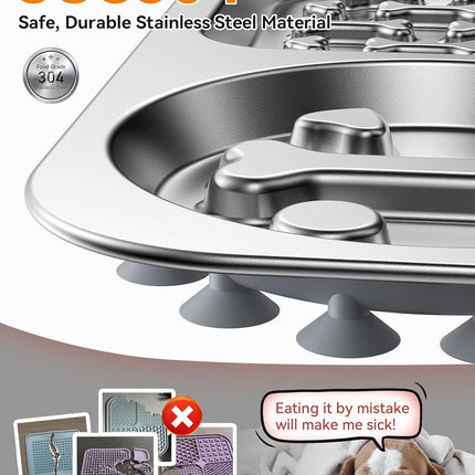 Stainless Steel Lick Mat for Dogs and Cats - FEELNEEDY Large Licking Pad with Suction Cups, Chew-Proof, Non-Slip Pet Licky Mat for Boredom Reducer and Anxiety Relief, Easy to Clean (1Pack)