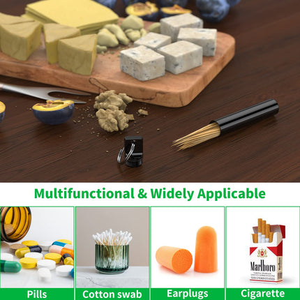 Porta Palillos Metálico Portátil Caja 3 Piezas, Estuche Impermeable de Bolsillo para Palillos con Llavero para Aire Libre Picnic y Camping Bolso de Viaje Estuche para Herramienta de Remoción de Cerumen y Hisopos de Algodón
