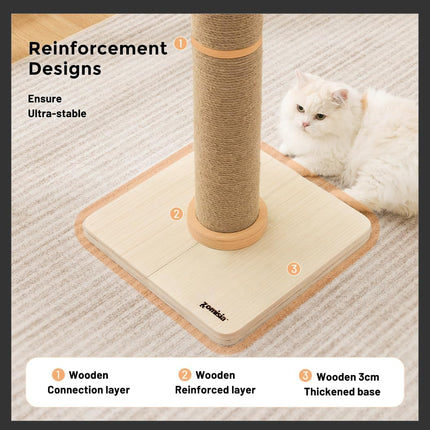 ZOMISIA 35'' Tall Cat Scratching Post, 4.7'' Large Scratch Post with Thicken Wooden Base for Indoor Cats Adults, Sisal Scratcher Top & Dangling Balls, Super Sturdy