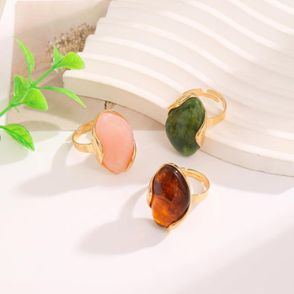 Chunky Statement Oval Ring for Women Boho Big Resin Rings