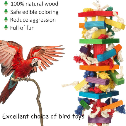 Extra Large Bird Parrot Toys for Macaws, African Greys, Amazons – Durable Parrot Chew Toy for Large Birds