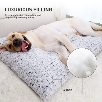 Cama para perros lavable tamaño grande para jaula, almohadilla plush 41"x27" gris