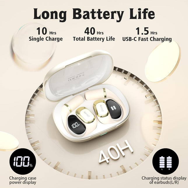 Open Ear Headphones,Earbuds with Ergonomic Earhook,Bluetooth