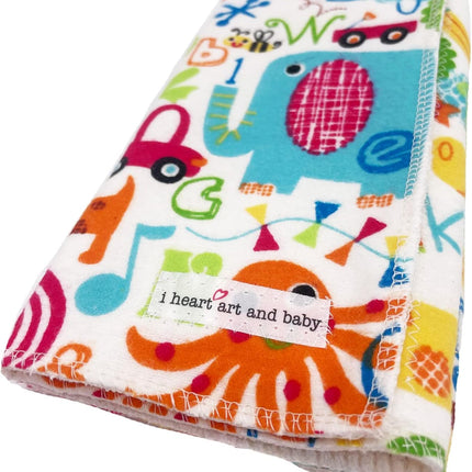 Infant Burping Cloth, Burp Cloths for Baby Boy or Girl, Soft and Absorbent - Cotton Reusable Spit Up Rags, XLarge, 1 Count (Animal ABCs)